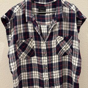Jachs Navy and White Plaid Sleeveless Shirt